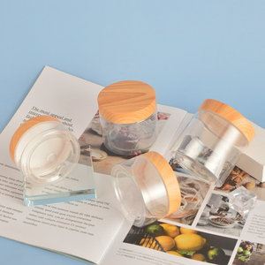Eco-Conscious PET Jars for Serums & Creams | Wood-<b>Grain</b> Cap | 50ml-500ml Bulk - Product Image 1