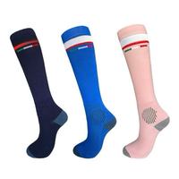 Chaussettes équestres colorées d'équitation à hauteur du genou classique de conception de logo de haute qualité en gros personnalisé