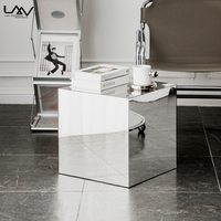 Design moderne à la mode, cube acrylique pour salon, petite table d'appoint carrée en forme de miroir, table basse créative pour bistro, villa et hôtel
