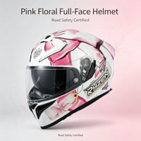 Casque de moto intégral rose avec nœud papillon - Casque de sécurité certifié 3C pour vélo électrique, design unisexe toutes saisons