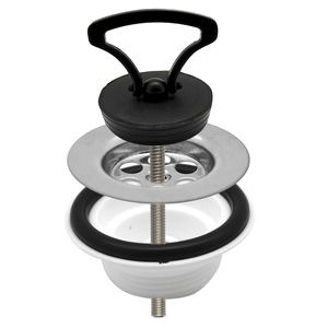 Tappo per Scarico Simplex 1 1/4 X 65mm con Maniglia, Design Moderno in Plastica per Bagno e Hotel, Finitura Cromata - Product Image 1