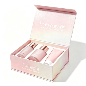 Boîte cadeau haut de gamme pour soins de la peau avec logo personnalisé, insert en pulpe pressée à froid et papier nacré, emballage rigide et durable - Product Image 2