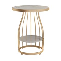 Table d'appoint ronde minimaliste nordique avec plateau en marbre et structure en fer robuste, multifonctionnelle pour salon, canapé, chambre, balcon