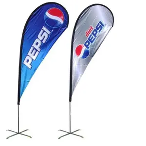 Acara Pantai Angin Bendera Spanduk Teardrop Banner Bendera dengan Spike atau Cross Stand