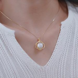 Collar con Colgante de Plata S925 con Cuentas Redondas Grandes de 11-12 mm de Alta Calidad, Joyería Atmosférica de Oro Platino Liso y Redondo - Product Image 2