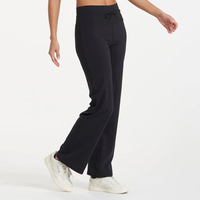 Logo personnalisé Femme Gym Fitness Sport Pantalon de survêtement droit ample pour la peau Pantalon de danse avec poches Pantalon de yoga à jambes larges pour femmes