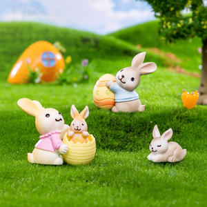 Кролик Kawaii, пластиковые поделки, сказочные украшения для сада, пасхальное кроличье яйцо, художественные аксессуары из смолы, 3D миниатюрные фигурки для ключей - Product Image 3