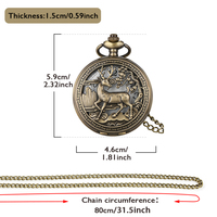 Reloj de Bolsillo Antiguo con Ciervo Sika - Reloj Vintage Steampunk con Cadena - Regalo Único para Hombres - Accesorios de Joyería para Amantes de los Animales