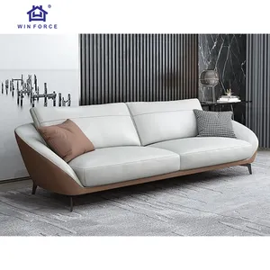 Winforce conjunto de móveis para sala de estar completa, sofá de couro com três lugares, design britânico Dongguan