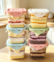 Conteneur à gâteau carré en plastique transparent jetable, matériau PS recyclable, épaisseur 1,5 mm, pour l'emballage alimentaire et des confiseries