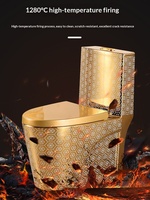 WC monobloc en céramique de style européen, doré, à chasse siphonique, économie d'eau, toilettes de luxe pour salle de bain moderne