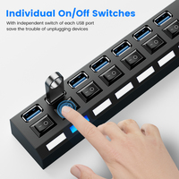 Wholesale Computer Hardware Software 4 Port Multi Splitter 7 in 1 USB 2.0 3.0 Hub for PC Laptop