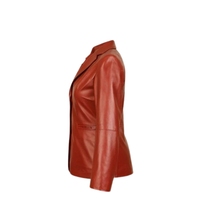 Blazer pour femme en peau de mouton rouge véritable, à un seul bouton, respirant, léger, coupe ajustée, mode automne/printemps/hiver, pour le bureau