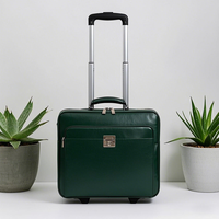 Valise de voyage à roulettes classique en cuir vert véritable vintage pour ordinateur portable, fabriquée par le fabricant OEM, bagage cabine