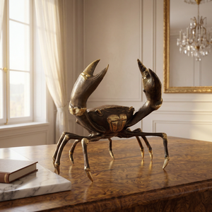 Figura Decorativa de Cangrejo de Latón de Lujo, Color Negro y Dorado, Decoración Costera, Escultura de Animal Náutico para Hogar, Oficina, Estante o Mesa - Product Image 1