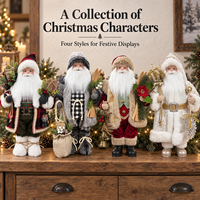 Vente en gros usine : Figurine de Père Noël debout de 45 cm, style rustique à carreaux, poupée de Noël, décoration de fêtes, OEM ODM