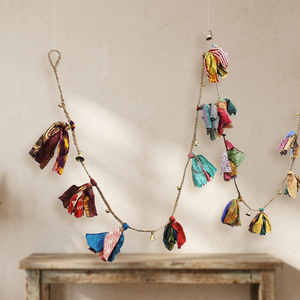 Handmade 3 Meters Multicolour Christmas Garland Set 5 Pieces Metal Beads Bells Wall Hanging Indoor Outdoor Holiday Decorations - Product Image 4