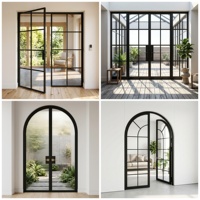 Puerta Francesa de Acero Personalizada con Doble Vidrio Aislante, Diseño de Eficiencia Energética, Fabricante OEM de Fábrica en China