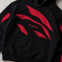 Fabricant de vêtements personnalisés OEM ODM : Sweat à capuche pour homme en molleton bouclette avec appliqué contrastant, style streetwear oversize