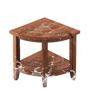 Tabouret d'angle en bois Yiwu Kaijiang 40x40x45.5cm, siège de douche en bois massif avec étagère pour salle de bain - Product Image 5