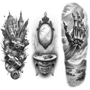 รอยสักชั่วคราว<span class=keywords><strong>ลาย</strong></span>ภาพผู้หญิงกับต้นไม้แบบกอธิคสีเข้ม สำหรับผู้ชาย ติดต้นขา หลัง แขน หรือเสื้อแขนยาว - Product Image 1