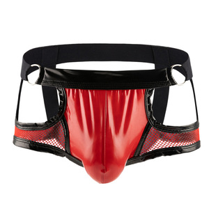 Ropa Interior Masculina Sexy <span class=keywords><strong>de</strong></span> Color Sólido, Diseño <span class=keywords><strong>de</strong></span> Malla Patentada con Doble Tirante, Corte Ajustable, Detalles <span class=keywords><strong>de</strong></span> Anillos Metálicos, Talle Bajo - Product Image 4