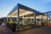 Pergola Gazebo Bioclimatique Motorisée Sur Mesure, Étanche, Extérieure, pour Jardin, à Lames Orientables, Structure en Aluminium