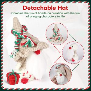 Kit de Ganchillo de Gnomo Navideño y Caja de Regalo para Principiantes Mayores de 7 Años con Tutoriales en Video Paso a Paso Hecho en China - Product Image 4