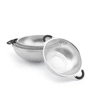 Fine Mesh Stainless Steel Strainer With Double Handle Food Grade Drain Colander For Washing Rice Vegetables And Fruit