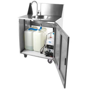 Évier sur pied moderne et robuste pour extérieur, poli, station de lavage portable - Product Image 3