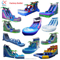 Toboggan gonflable géant adulte extérieur commercial de 18 oz en PVC avec piscine détachable et ventilateur pour la fête des enfants d'arrière-cour