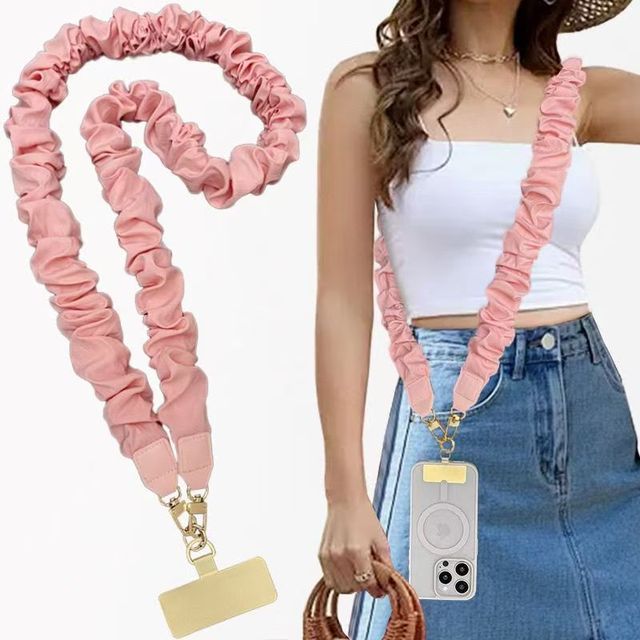 Wholesale Colorful Offset Printed Eco-Friendly Lightweight Large Intestine Elastic Polyester Stretchy Scrunchie Phone Lanyard