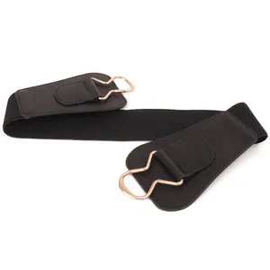 Vente chaude ceinture en cuir noir Version coréenne mode Joker dames élastique large taille joint ceinture élastique bande noire taille