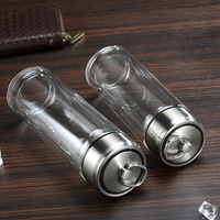 Bouteille d'eau en verre borosilicate à double paroi, avec filtre à thé et couvercle en acier inoxydable, gobelet isotherme direct pour le voyage – Prix usine
