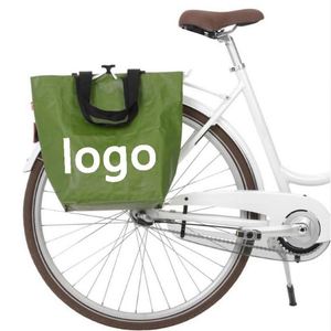 Sac de courses personnalisé en non-tissé laminé écologique, durable, 100 % recyclé, en PP tissé pour porte-bagages de vélo - Product Image 1