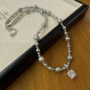 <span class=keywords><strong>Manta</strong></span> Rose elegante collar <span class=keywords><strong>de</strong></span> cadena <span class=keywords><strong>de</strong></span> clavícula moda fragmentado Plata Perla circón gradiente con cuentas fuerte luz Aleación <span class=keywords><strong>de</strong></span> lujo - Product Image 2