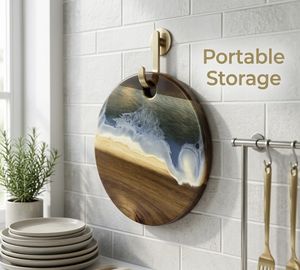 Tabla de cortar de madera de acacia de Vietnam para cocina, tabla de charcutería y queso de madera, bloque de corte de madera con asas integradas - Product Image 3