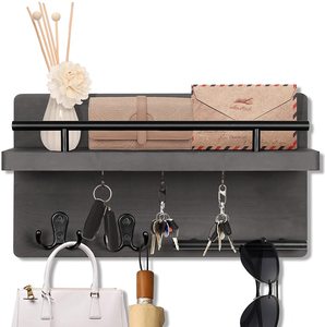 Décoration murale rustique pour la maison, organisateur de <span class=keywords><strong>courrier</strong></span> <span class=keywords><strong>et</strong></span> d'enveloppes, <span class=keywords><strong>porte</strong></span>-manteau en bois, <span class=keywords><strong>porte</strong></span>-clés, crochets, support suspendu avec 4 clés pour l'entrée - Product Image 3