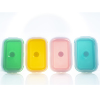 Ensemble de 4 boîtes à lunch pliables en silicone personnalisées carrées pour l'école