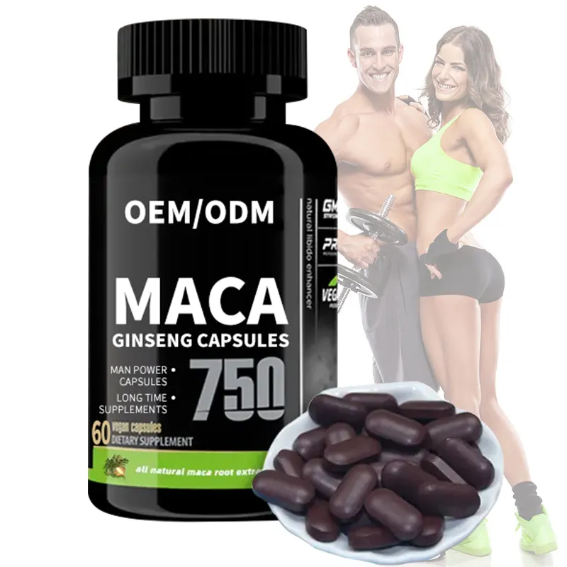 Nouveau produit OEM Maca Ginseng Capsules Supplément Santé Man Power Capsules Booster d'énergie naturelle Suppléments de longue durée