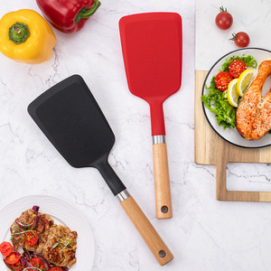 Wafuu Premium <b>Silicone</b> Spatula Wooden Handle High Temperature Resistant Cooking <b>Tool</b> For Steak Fish Pancakes - Product Image 3