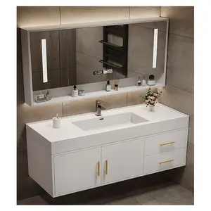 Настенный современный роскошный набор для ванной комнаты с раковиной и шкафами