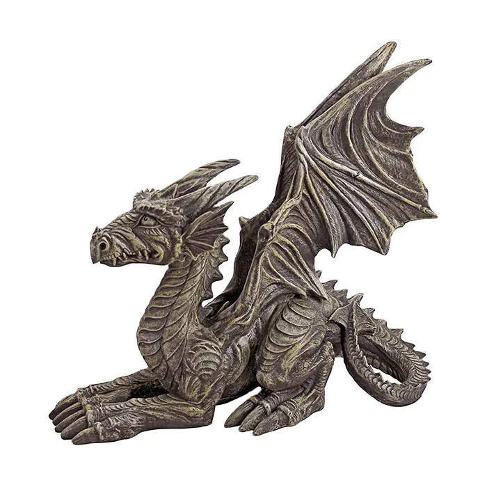 Handicraft Antique Dragon Sculpture Garden Decor Polyresin Dragon with Wings Statue Sculpture