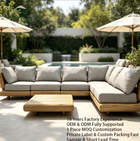 Canapé d'extérieur en teck de qualité supérieure, résistant aux UV et imperméable, mobilier de jardin en toile pour villas et hôtels
