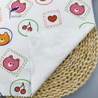 Groothandel 260gsm 92% P 8% Sp Gebreide Polyester Print Witte Cartoon Beer & Fruit Patroon Stretch Kids Kleding & Home Decor Lage Prijs