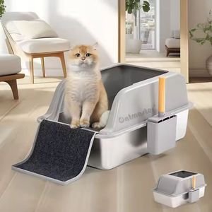 Hot Sale New Arrival Edelstahl Katzen toilette mit Deckel Extra große Wurf Faltbare Schachtel für Big Cats Katzen toilette - Product Image 6