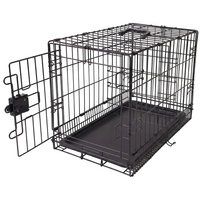 Cage pliable pour chien en fil métallique avec plateau amovible, porte simple, panneau de séparation, pliable pour le transport, 22 x 13 x 16 pouces, noir