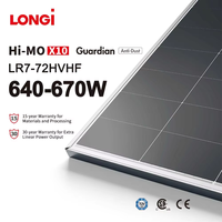 Panneau solaire LONGi Hi-MO X10 635W-650W LR7-72HVH HPBC 2.0 N-Type Monofacial Module PV IP68 Boîtier de jonction Tension de système DC1500V