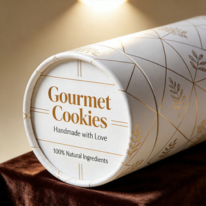 Gıda Sınıfı Özel Kağıt Tüp, İsteğe Bağlı Folyo Kaplama ile |   El Yapımı Kurabiyeler İçin Biyobozunur Ambalajlar - Product Image 2