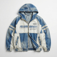 Veste matelassée en toile bleue pour homme, personnalisable OEM/ODM, qualité supérieure, respirante, style patchwork, tendance streetwear